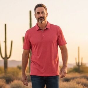 Tasc Performance Mens‎ XL Red Heathered Micro Modal Stretch Polo Shirt TM538